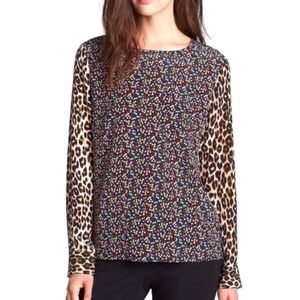 Equipment Liam Floral Leopard Silk Popover